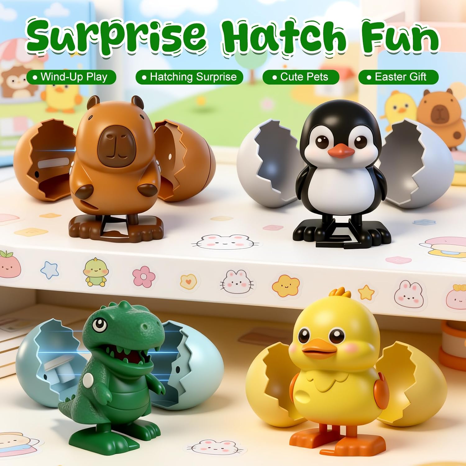 Wind-Up Dinosaur Egg Hatching Toy, Rotate the Egg to Hatch a Walking Animal, Reusable Clockwork Fun Animal Toy, Ideal Gift for Birthdays, Holidays, and Easter (Duck) image 2
