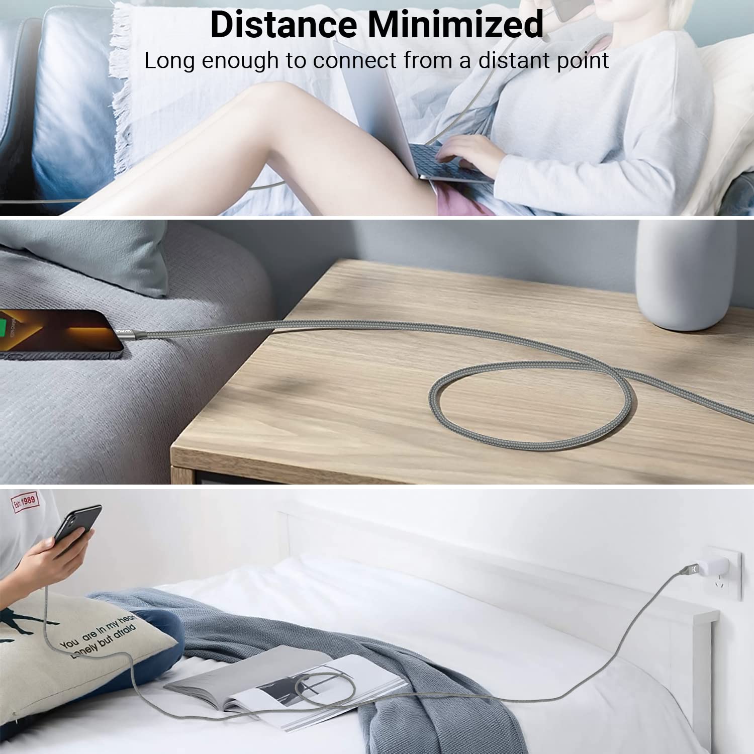 ULTRICS Cavo Lightning 2M MFi, Certificato Apple, Ricarica Veloce 3A, Intrecciato In Nylon, Per IPhone/iPad (Nero) - 4