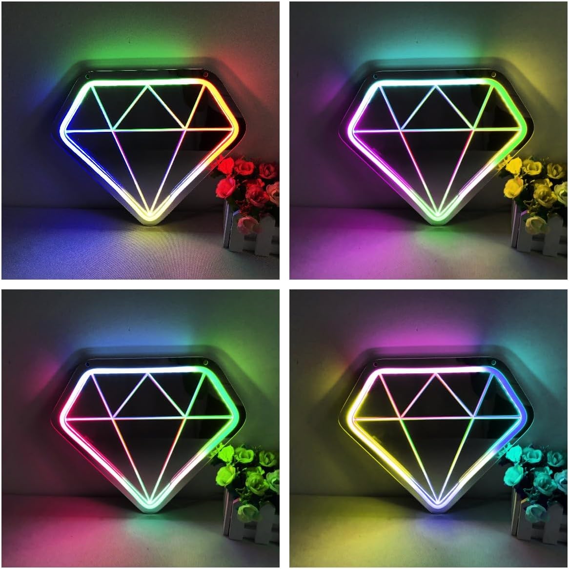 Diamond Neon Sign Shining Led Neon Sign Shop Decoration Colorful LED Neon Sign Bluetooth Wireless Adjustment Neon Sign For Shop,Bar,Room,Home,Office Decoration - Image 2