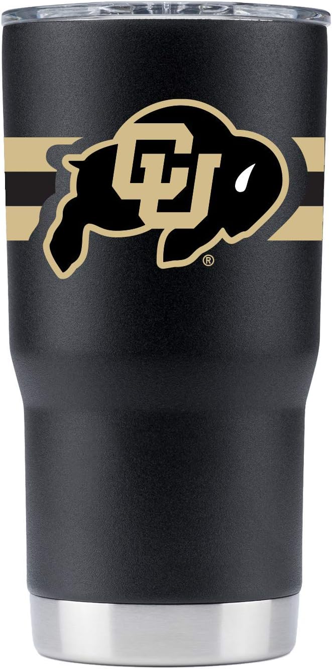 Gametime Sidekicks Colorado 20oz Black Tumbler - Officially Licensed, 18/8 Stainless Steel, Double-walled, Vacuum-insulated, UV LED Printed Logos, Sweatless, Stays Hot/Cold - 360 Wrap