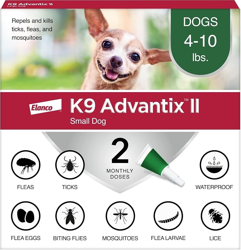 II Small Dog Vet-Recommended Flea, Tick & Mosquito Treatment & Prevention | Dogs 4-10 lbs. | 2-Mo Supply