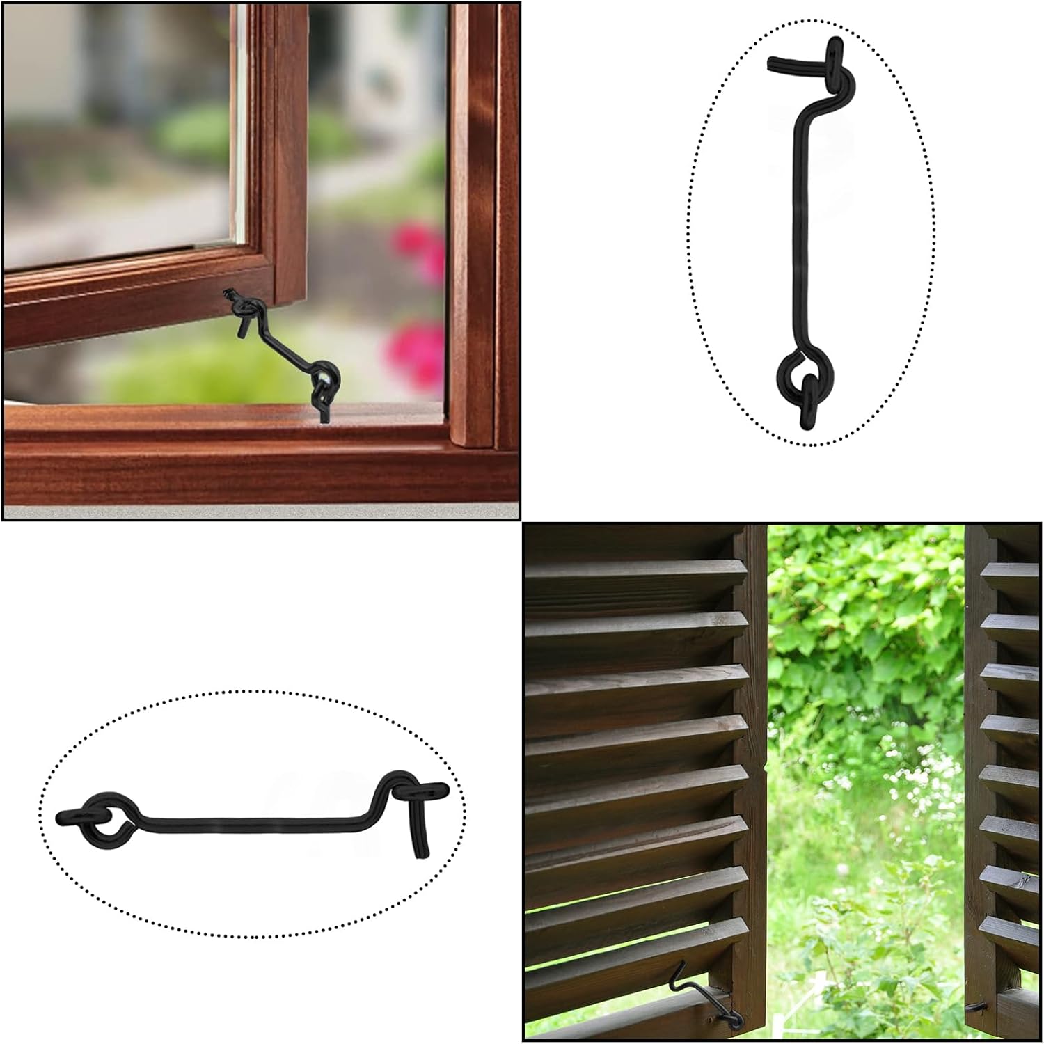 Litoexpe 5pcs Barn Door Latch Hook, 3 Inch Cabin Hook and Eye Latch with Mounting Screws for Wooden Window Gate