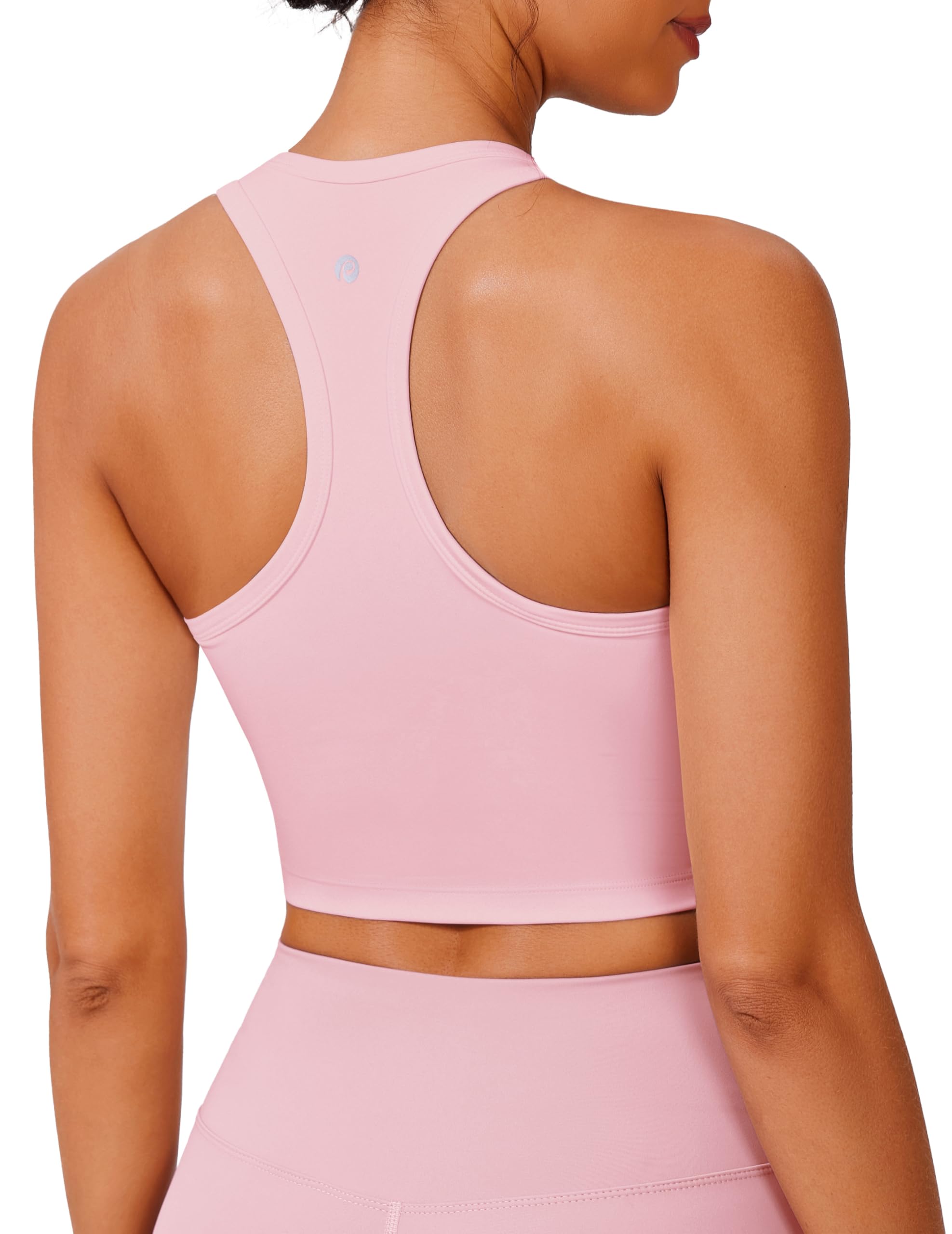 PINSPARK Sports Bra Longline Racerback Tank Tops for Women Padded Workout Yoga Top