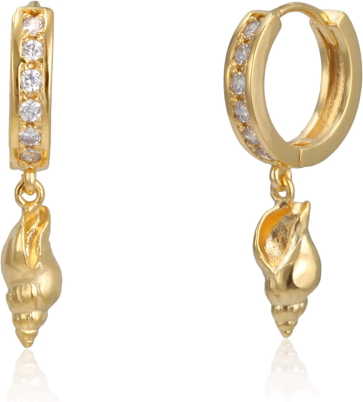 MUSTHAVE Huggie Hoop Earrings for women Girls 18K Gold Plated Star Lion Evil eye hamsa Star Moon Butterfly Shell Pearl Clip Spike Cone Lightning Bolt Cross Jewelry Gift