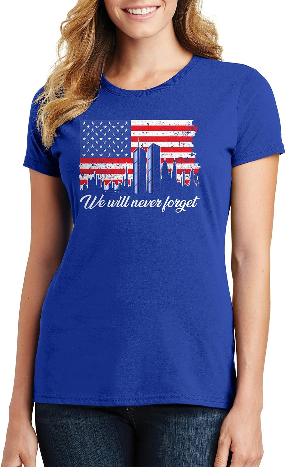 Threadrock Women's We Will Never Forget 9/11 T-Shirt