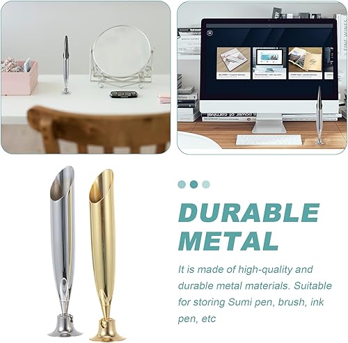 Miniatura 8 de Ciieeo Soporte de exhibición de pluma individual Organizador de Metal Pen Holder 2pcs Inserción de metal Soporte de pluma Base de pluma Fuente de