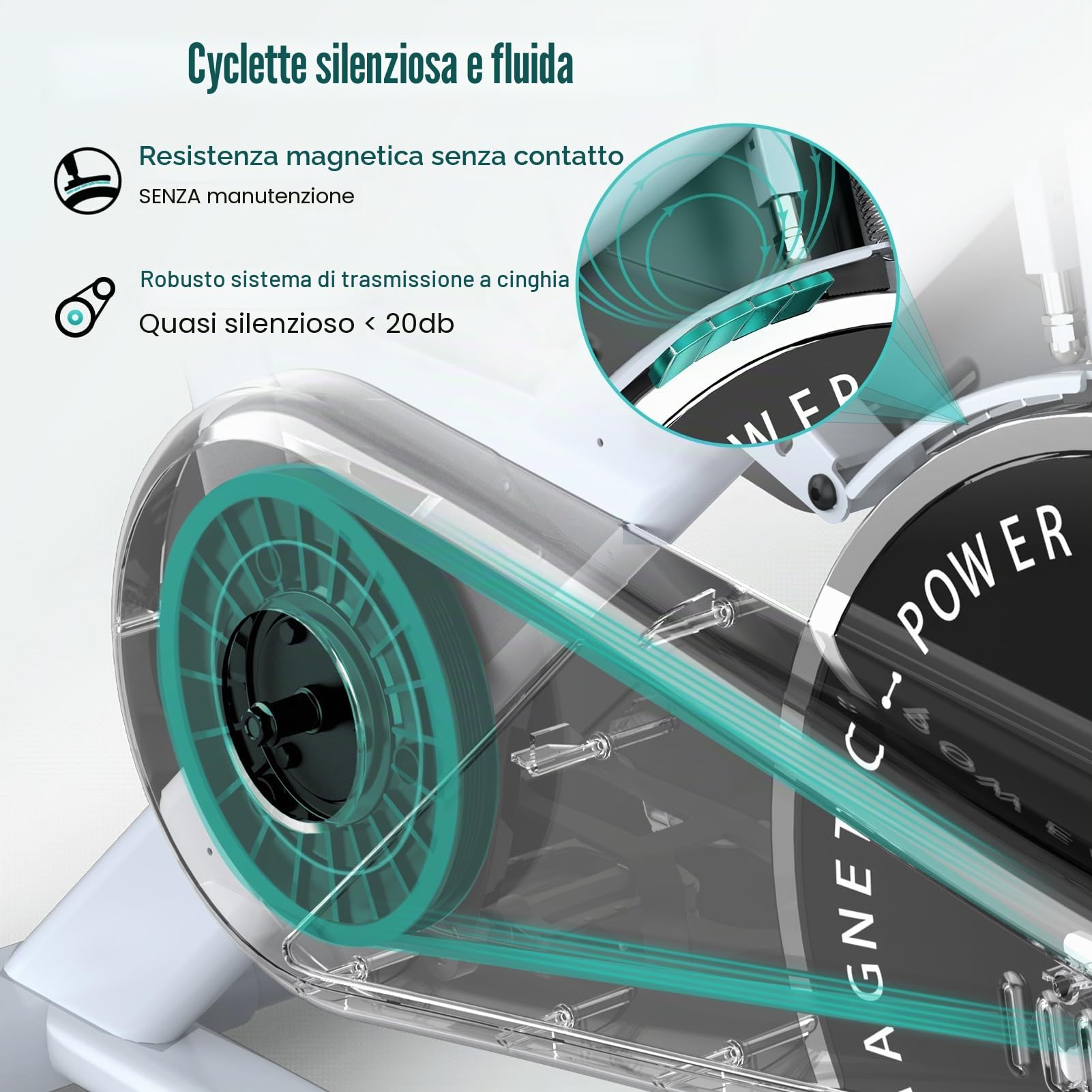 PASYOU Cyclette Magnetica Per Bici Da Casa Con Trasmissione a Cinghia Con Display RPM e Supporto Per Ipad - Capacità Di Peso 150 KG
