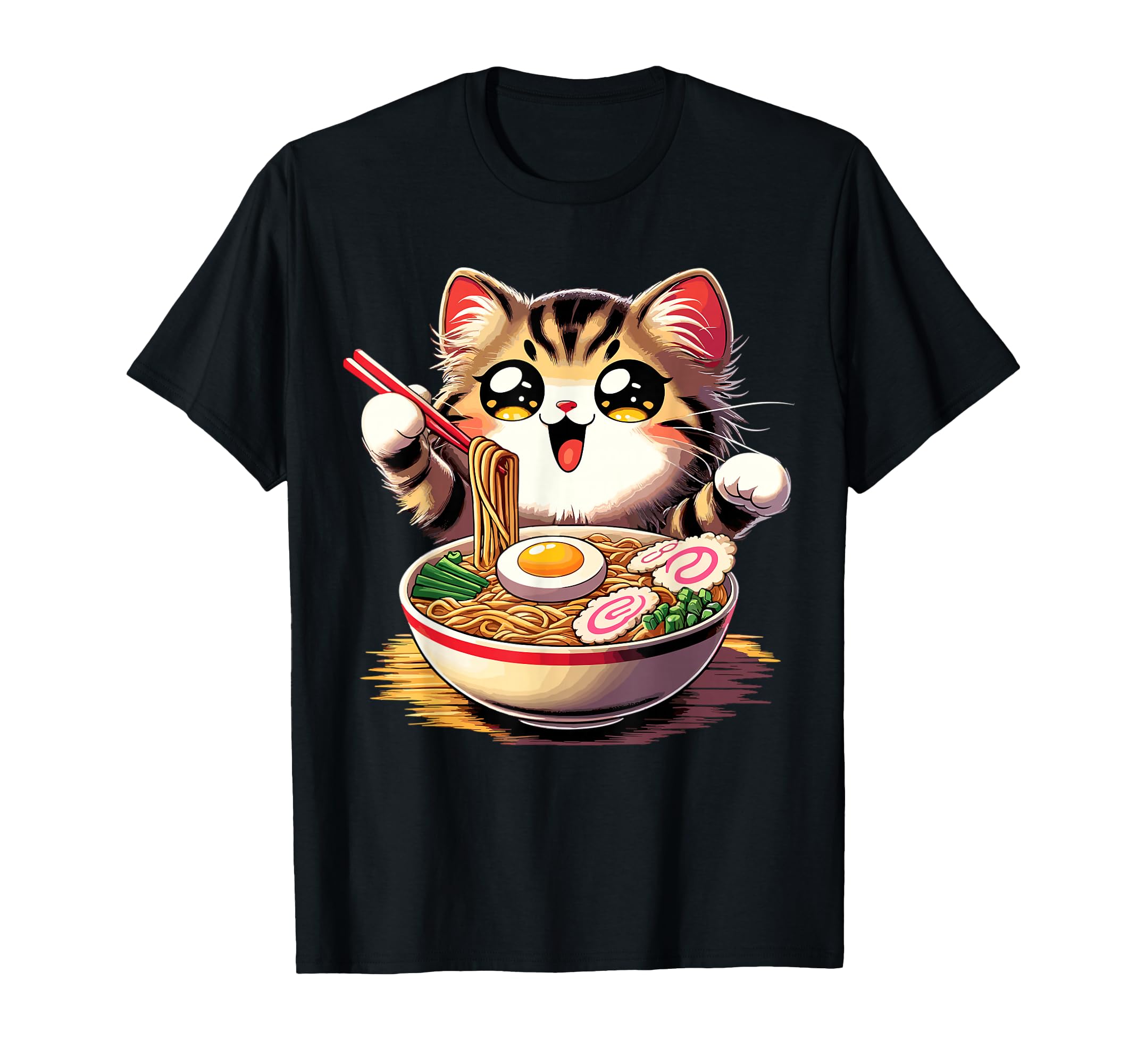 Cat Ramen Noodles Anime Kawaii Japanese Cat T-Shirt