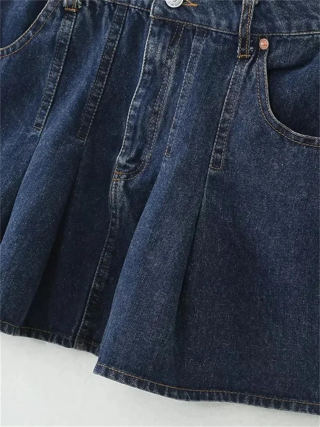 Mini gonna in denim a vita alta da donna a vita alta con gonna di sensibilità con design a sbuffo