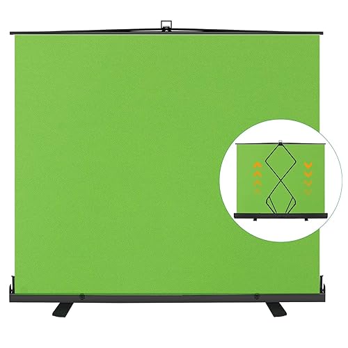 EMART 77x92in Collapsible Chromakey Panel Green Screen for Photo Backdrop Video Studio,Portable Pull Up,Solid Aluminium Base Wrinkle-Resistant Fabric,Auto-Locking Air Cushion Frame