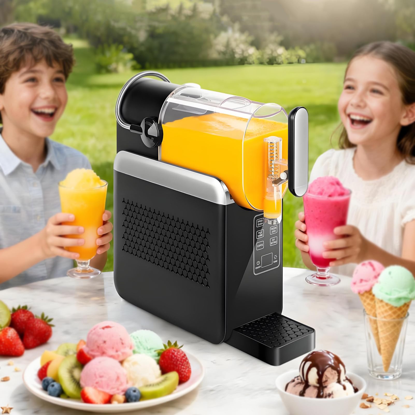 EpyGnom Slushie Machine No Ice Needed, Slushy Machine for Home with Auto-Clean, 240W Quick Fro-zen Drink Maker with 6 Preset Programs, for Margaritas, Frappés, Milk Shake and More Black
