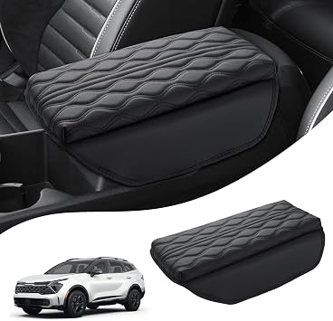 Autorder Center Console Cover for Kia Sportage 2023-2026 Accessories Armrest Cushion Cover Nappa Leather Middle Console Covers Sportage Console Cushion Pad Anti-Scratch