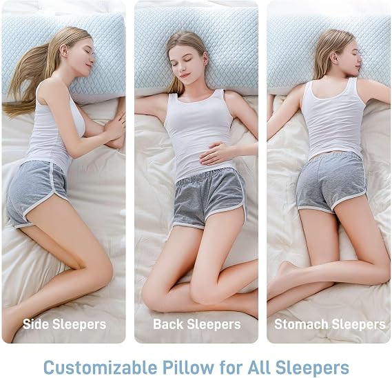 Ankwos Shredded Memory Foam Cooling Soft Pillow King Size, Adjustable Hypoallergenic Hotel Quality Pillow for Side, Stomach and Back Sleeper, Bamboo Viscose Cover, Oeko-TEX Certified