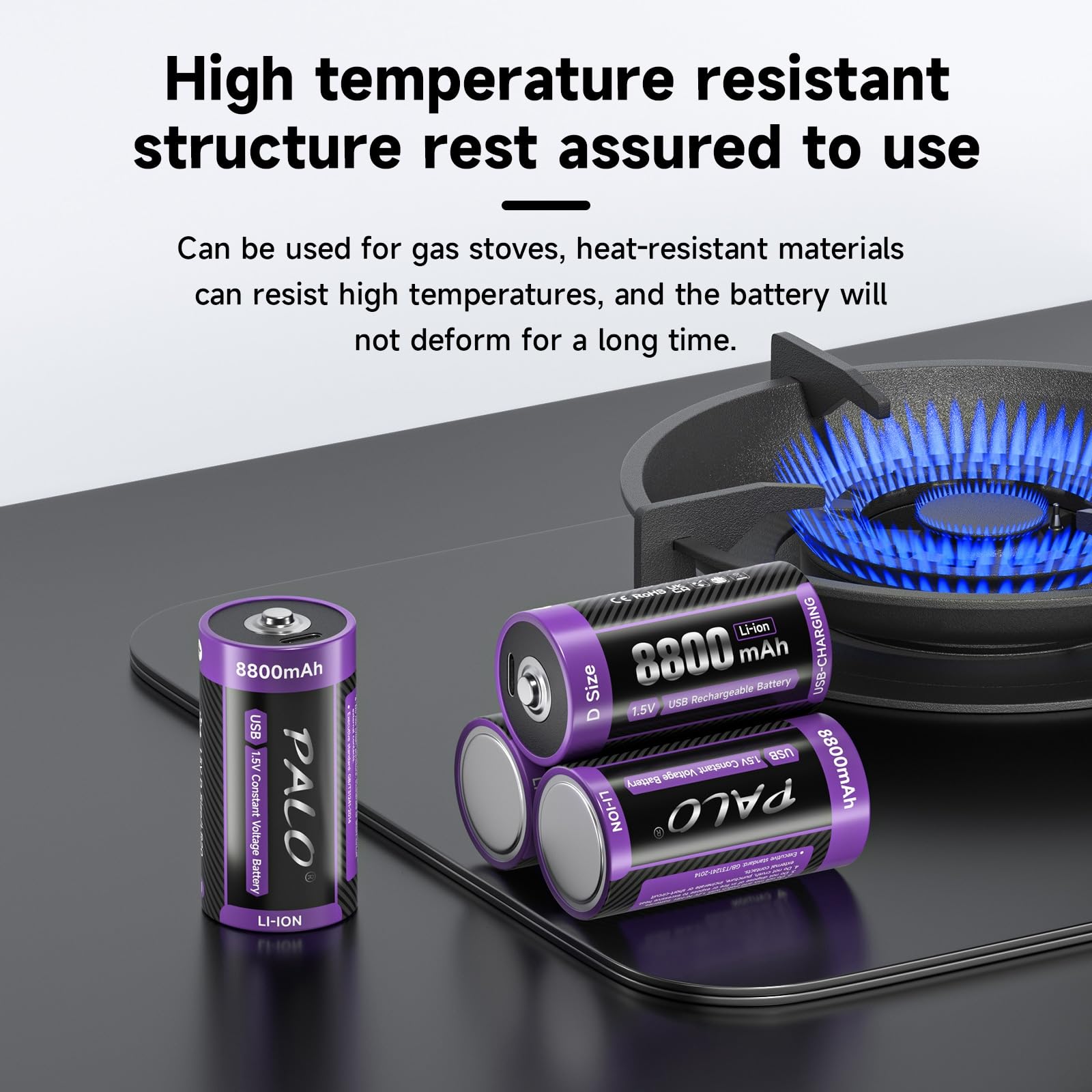 Batterie a celle D da 1,5 V USB-C LR20 8800 mAh, batteria al litio di tipo C, bassa autoscarica, con luce di ricarica, oltre 1500 cicli, confezione da 6 batterie D da 1,5 V