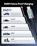 INIU USB C to USB C Cable, 240W Fast Charging Type C Charger Cord, Braided USBC Phone Charger Cable for Laptop iPhone 17 16 15 Pro Max Samsung S26 S25 MacBook Neo Air iPad Switch 2[6.6ft+6.6ft Black]