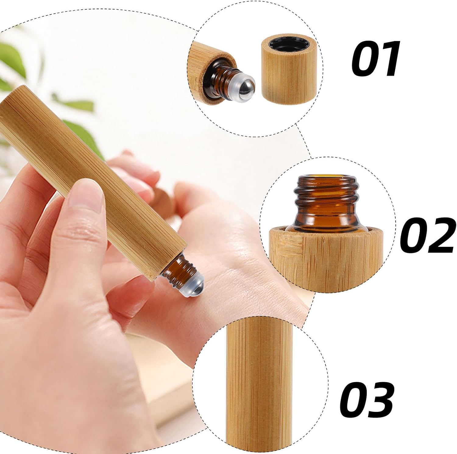 6pcs 10ml Roller Ball Empty Essential Oil Bottles Refillable Glass Perfume Applicator for Aromatherapy and Travel