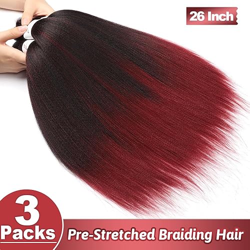 Vista 256 de Brown Braiding Hair 26 Inch Pre stretched Braiding Hair Extensions Yaki Braids Hair Hot Water Setting Synthetic Hair Colored Braiding Hair Pre 30#