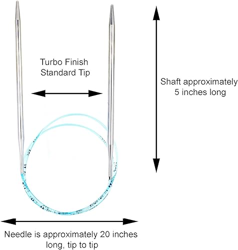 Miniatura 10 de addi Turbo Original - Aguja de tejer circular de 24 pulgadas (23.6in) US 06 (0.157in) acabado liso y liso, cono estándar y puntas, uniones suaves,