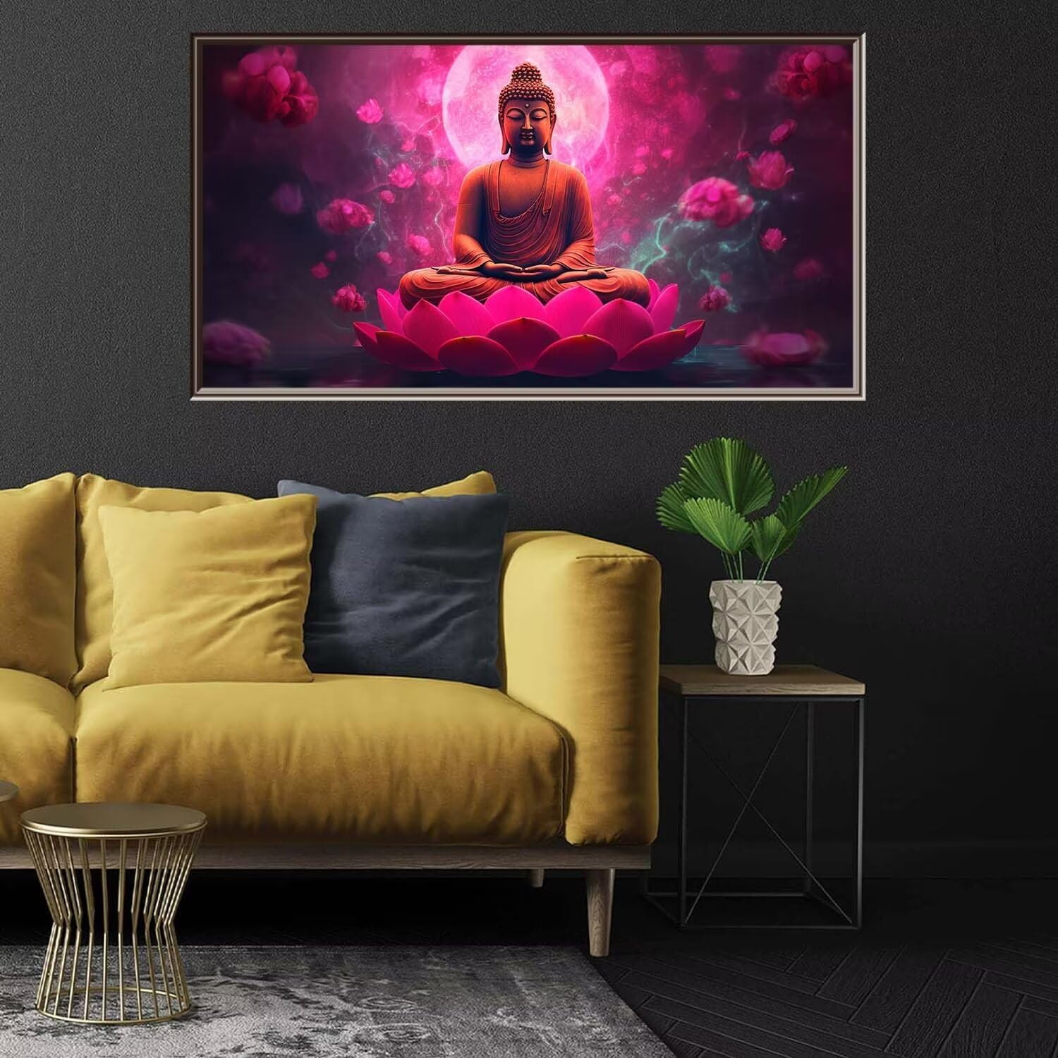 Buddha-Figur Diamond Painting, 5D DIY Diamond Painting set Blumen Diamond Painting Kinder, Daiments Painting Erwachsene Stickerei Kreuzstich, Aesthetic Room Deko Schlafzimmer Geschenk 125x70cm O-0