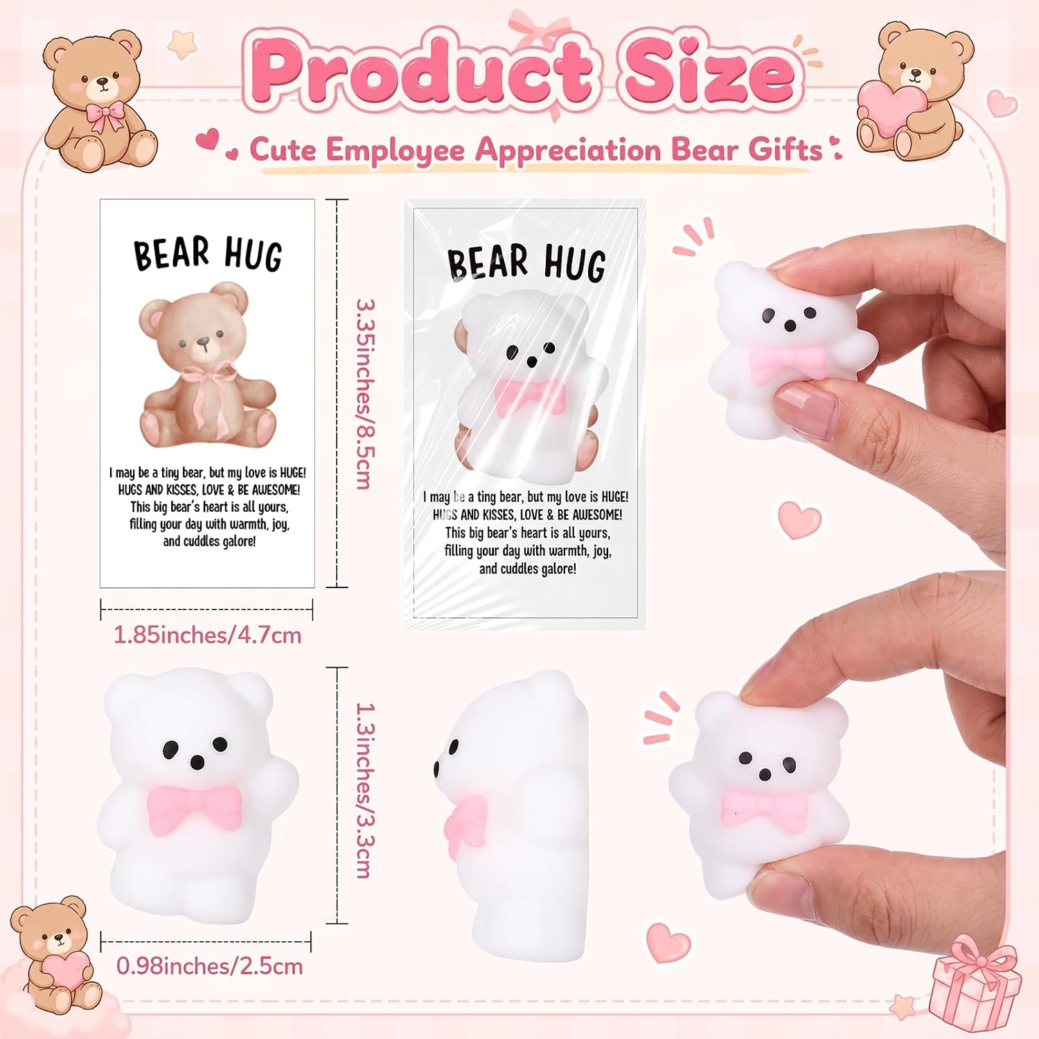 Junkin 30 Set Bear Ball Gifts Bulk with Bear Hug Positive Cards image 2