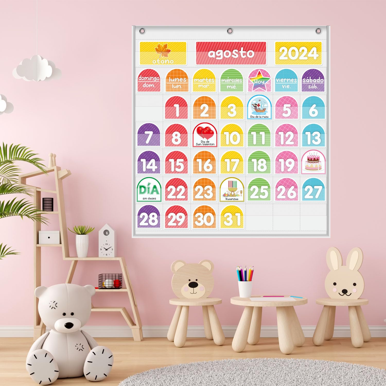 Set di calendario spagnolo, calendario Escolar, calendario tascabile, calendario EI, scuola, scuola, decorazione per aule di spagnolo, materiali per insegnanti, attività quotidiane (spagnolo)