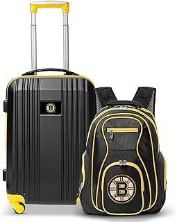 Boston Bruins 2-Piece Luggage Set, Includes 21-inch Two-Tone Hardcase Spinner and 19" Laptop Backpack
