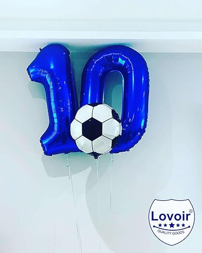 Miniatura 3 de Lovoir Globo azul marino de 40 pulgadas con número 10 dígitos gigantes, helio azul oscuro para decoración de celebración de cumpleaños de 10 años,