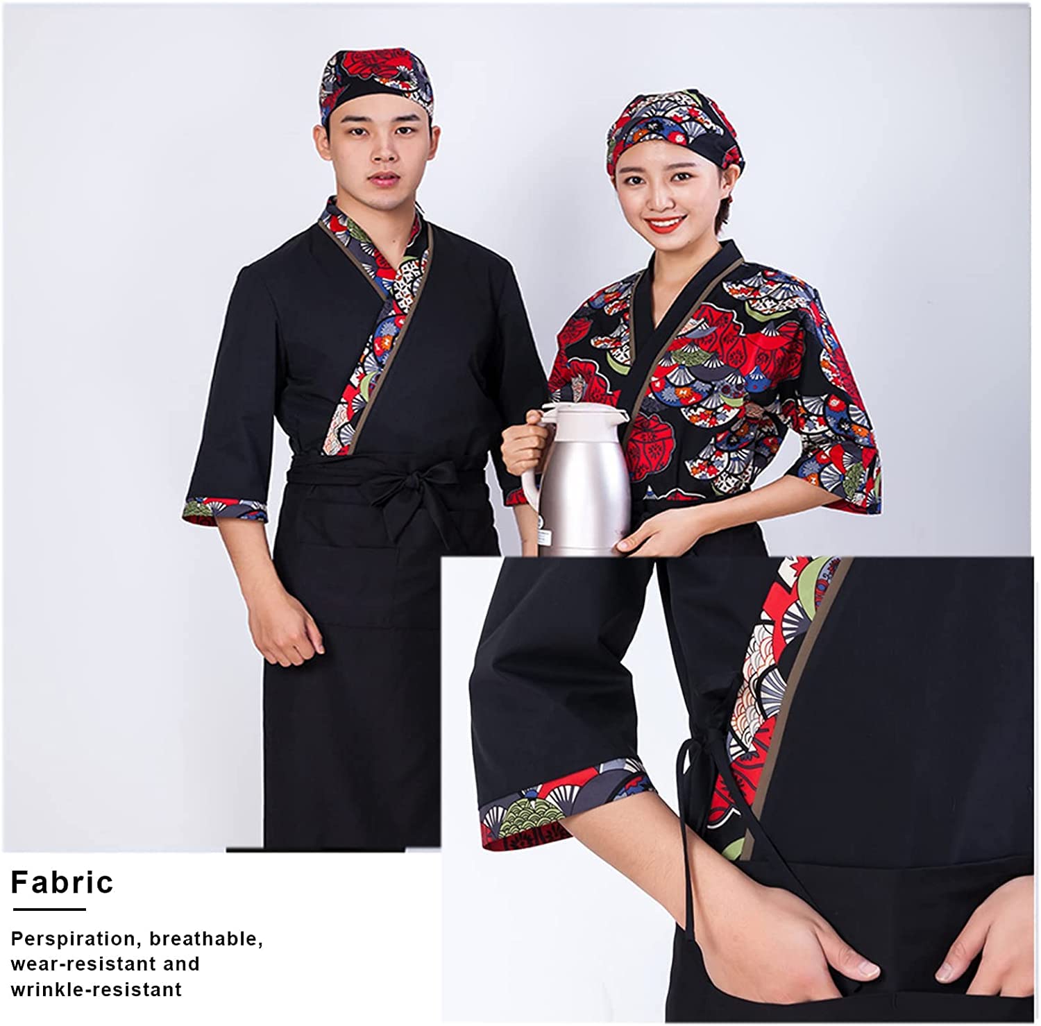 Uniformi alla Moda Giacca da Chef Professionale, Cardigan Kimono in Cotone Resistente all'Usura, Giacca Sushi Giapponese for Cucina, Cucina, bistrot (Size : XXL)