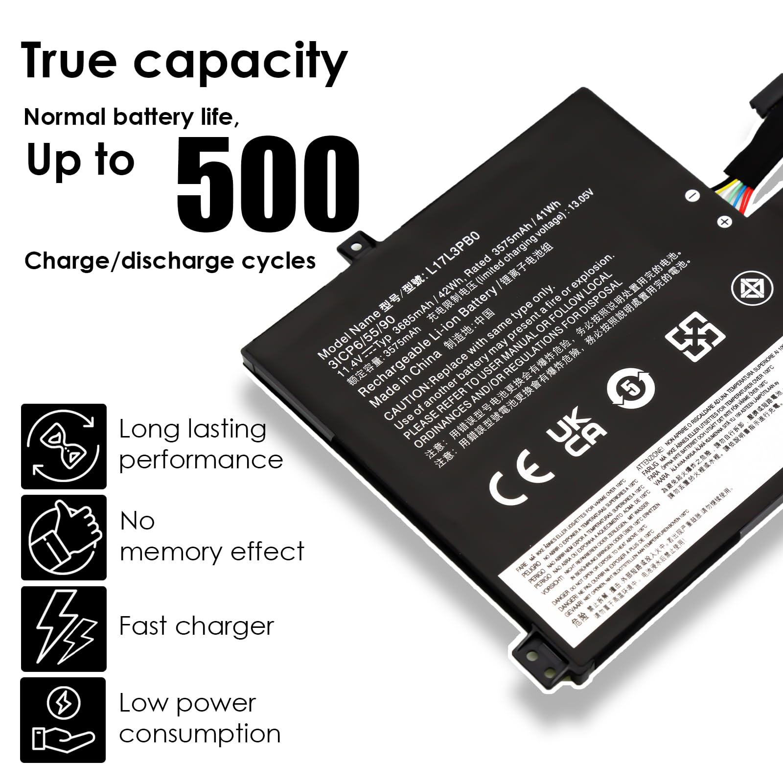 BLESYS L17L3PB0 Batería para Lenovo 300E/500E Chromebook 2nd Gen, 100E Chromebook 1st Gen Serie Batería de Repuesto L18D3PG1 L17M3PB0 [11.4V 42Wh]