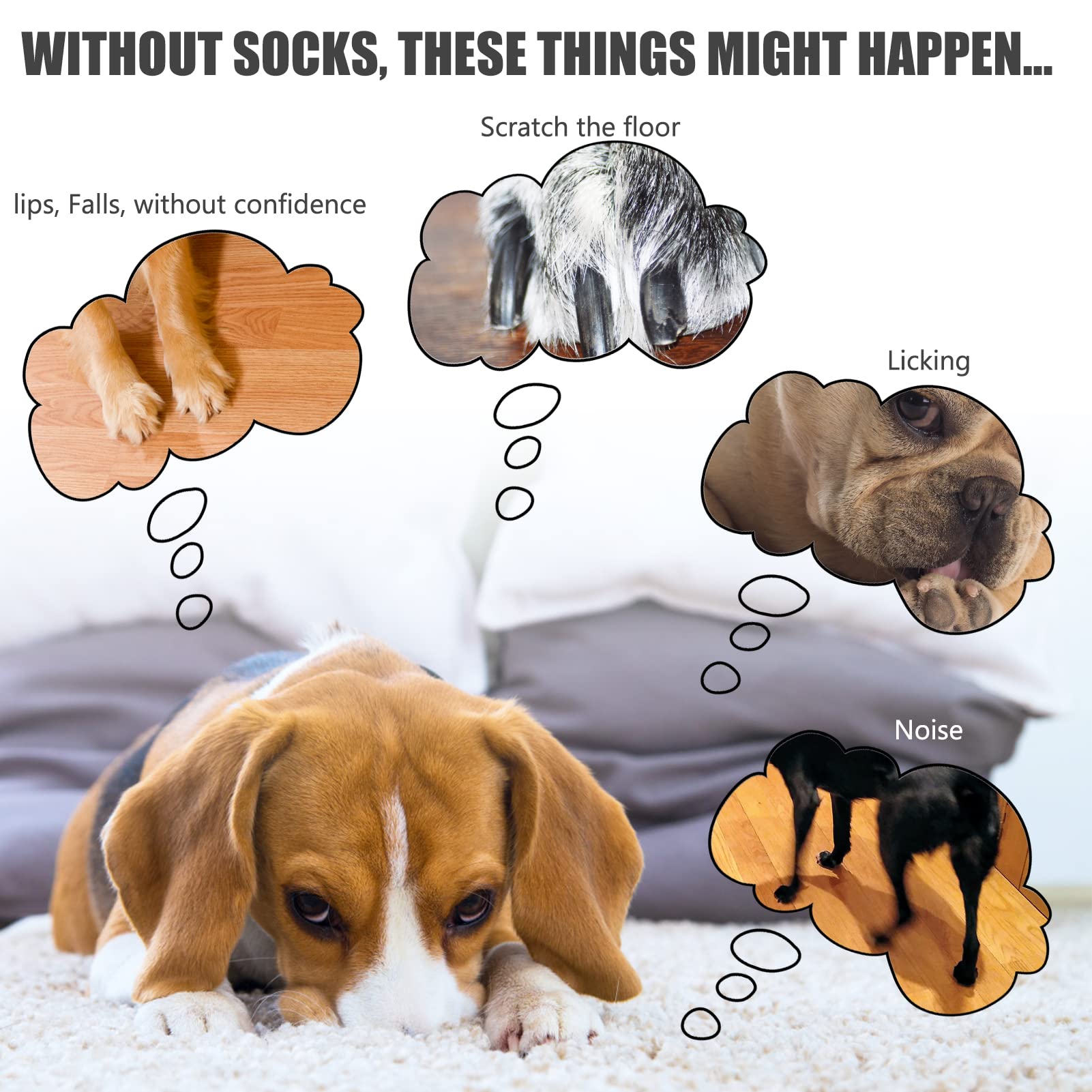 Chaussettes Antidérapantes Pour Chien Taille M – Protègent Les Pattes, Empêchent Le Léchage, Double Face