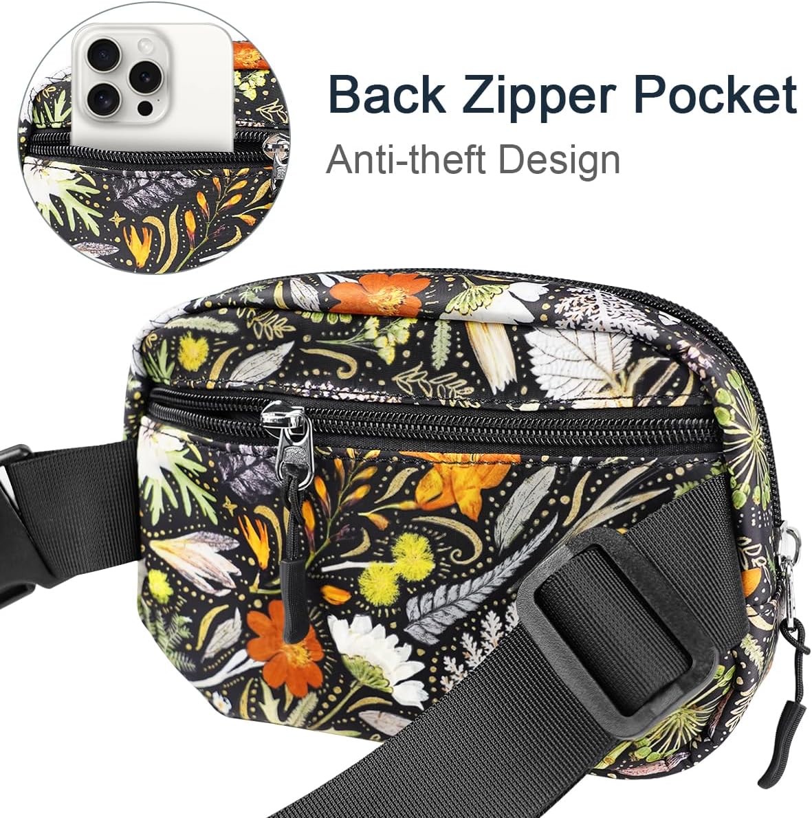 Ultra Lightweight Belt Bag Cute Crossbody Bags for Women Fashion Pattern Waist Packs Waterproof Running Workout Hiking Travel Fanny Pack,Dried Flowers - Image 2