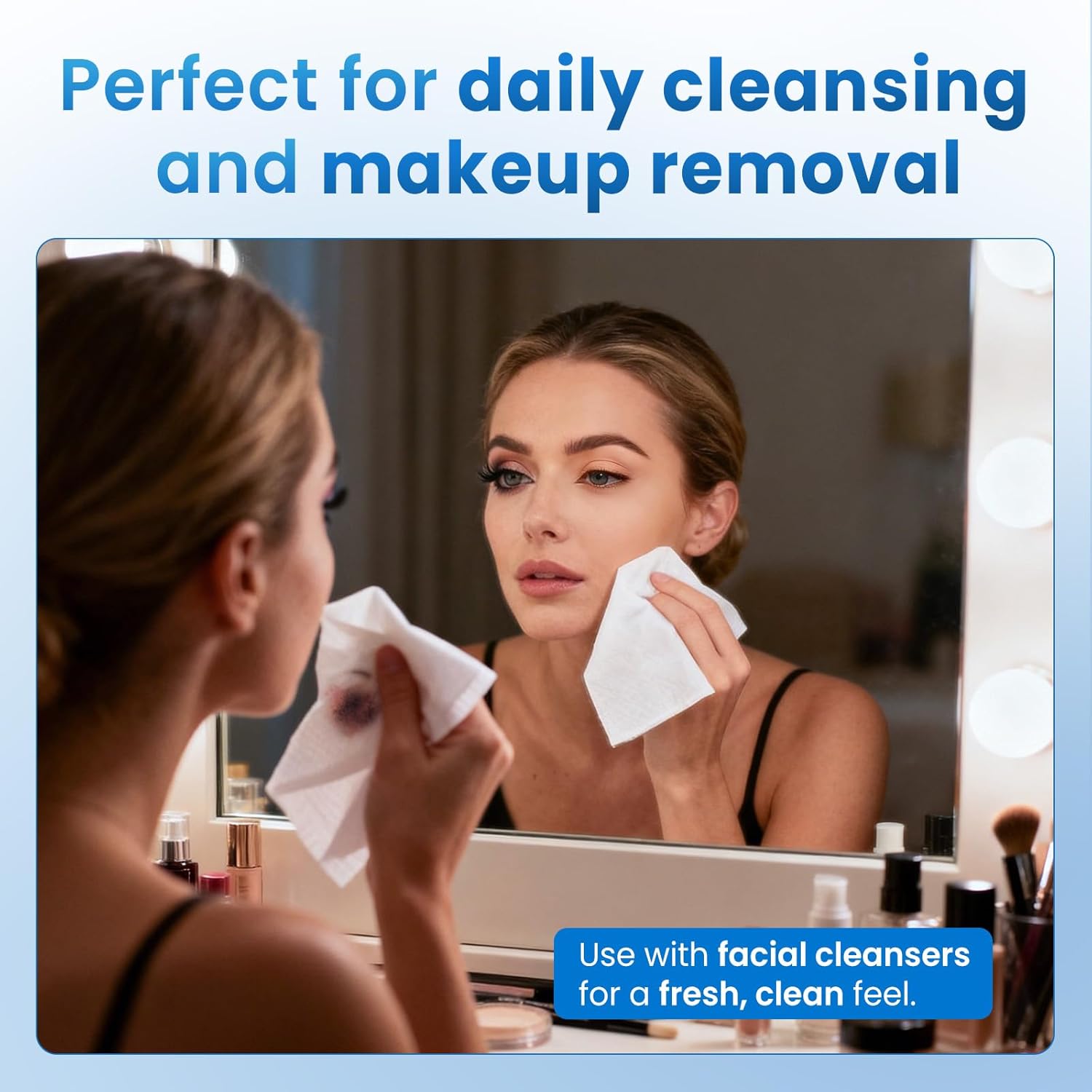 Borje Face Towels XL, Disposable Face Towel 10" x 12", 100 Count (2 Packs of 50), 100% USDA Biobased Facial Towelettes, Ultra Soft & Thick Makeup Remover Dry Wipes for Women Cleansing - Image 6