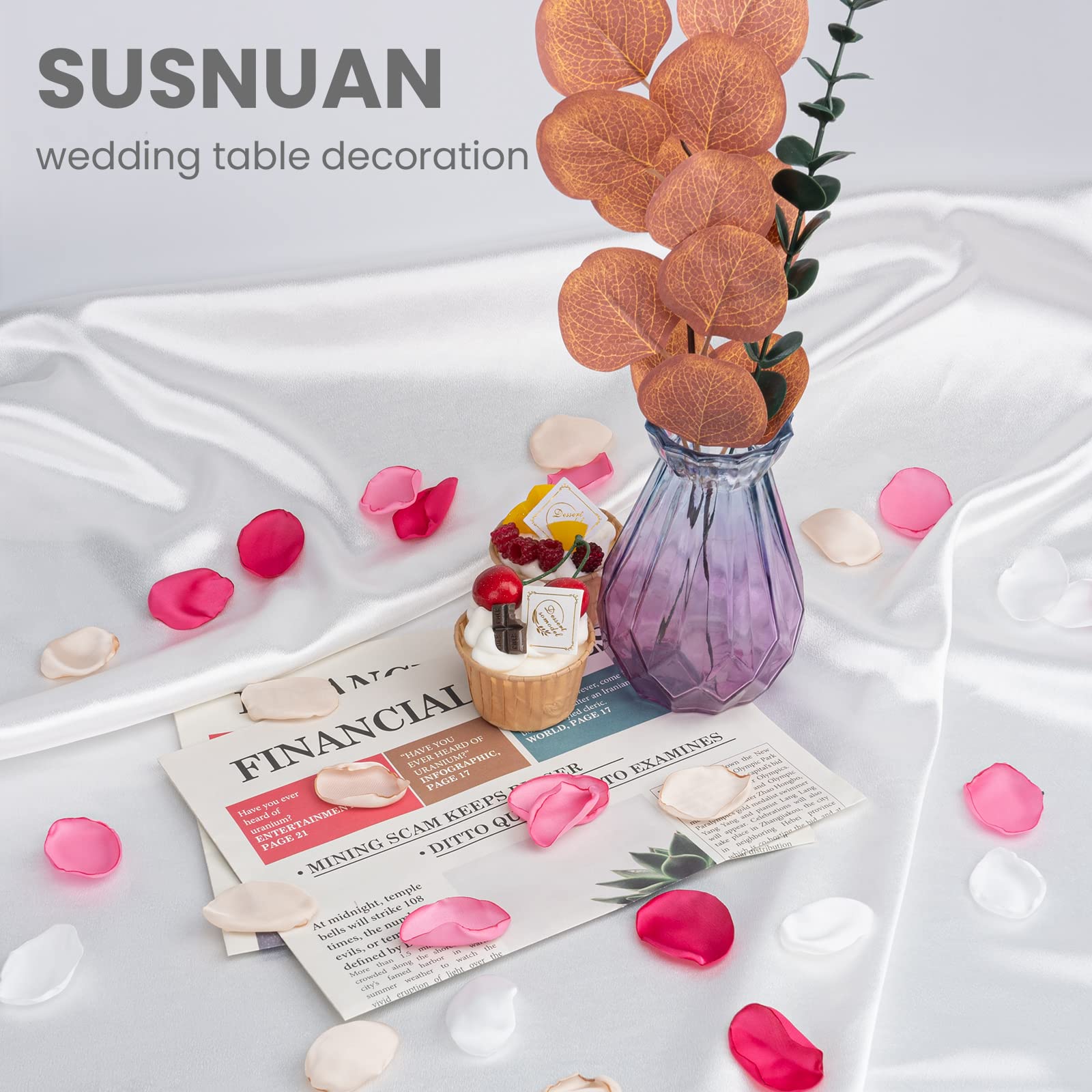 SUSNUAN 200Pcs Silk Rose Petals Artificial Flower Petals for Wedding Decor Flower Girl Scatter Petals for Aisle Table Centerpieces Reception Proposal Party Romantic Night Decoration(Blush Pink) - Image 3