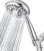 DAKINGS High Pressure 6-Mode Handheld Shower Head, 5-Inch Chrome with 60" Stainless Hose - Easy 1-Min Install