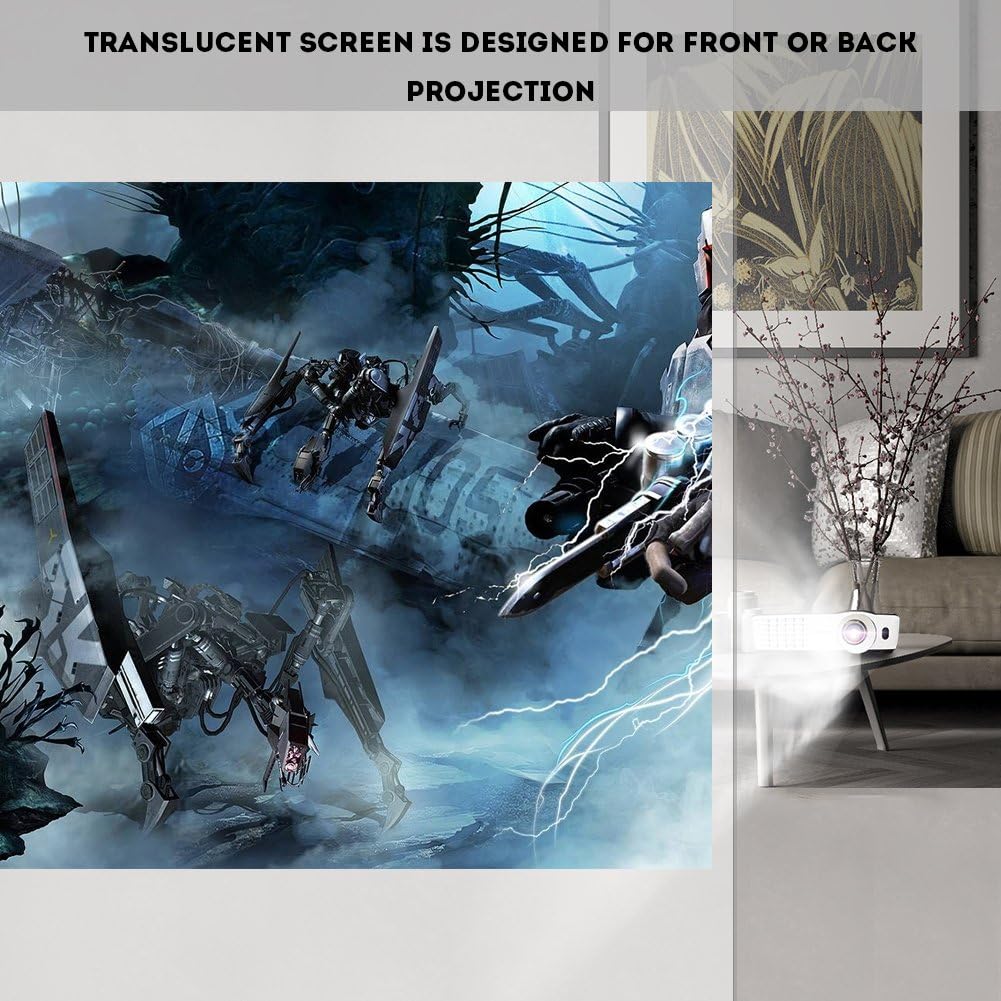 60-120 Inch Portable White Color Projector Curtain Projection Screen 16:9, Home Theater Foldable Projection Screen Indoor Outdoor Projector Curtain Anti Crease(60 inches) image 4