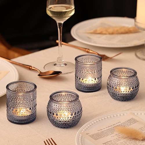 Miniatura 3 de 16 portavelas votivas azules surtidas, portavelas de cristal para decoración de mesa de boda, despedida de soltera, candelabros azules para otoño,