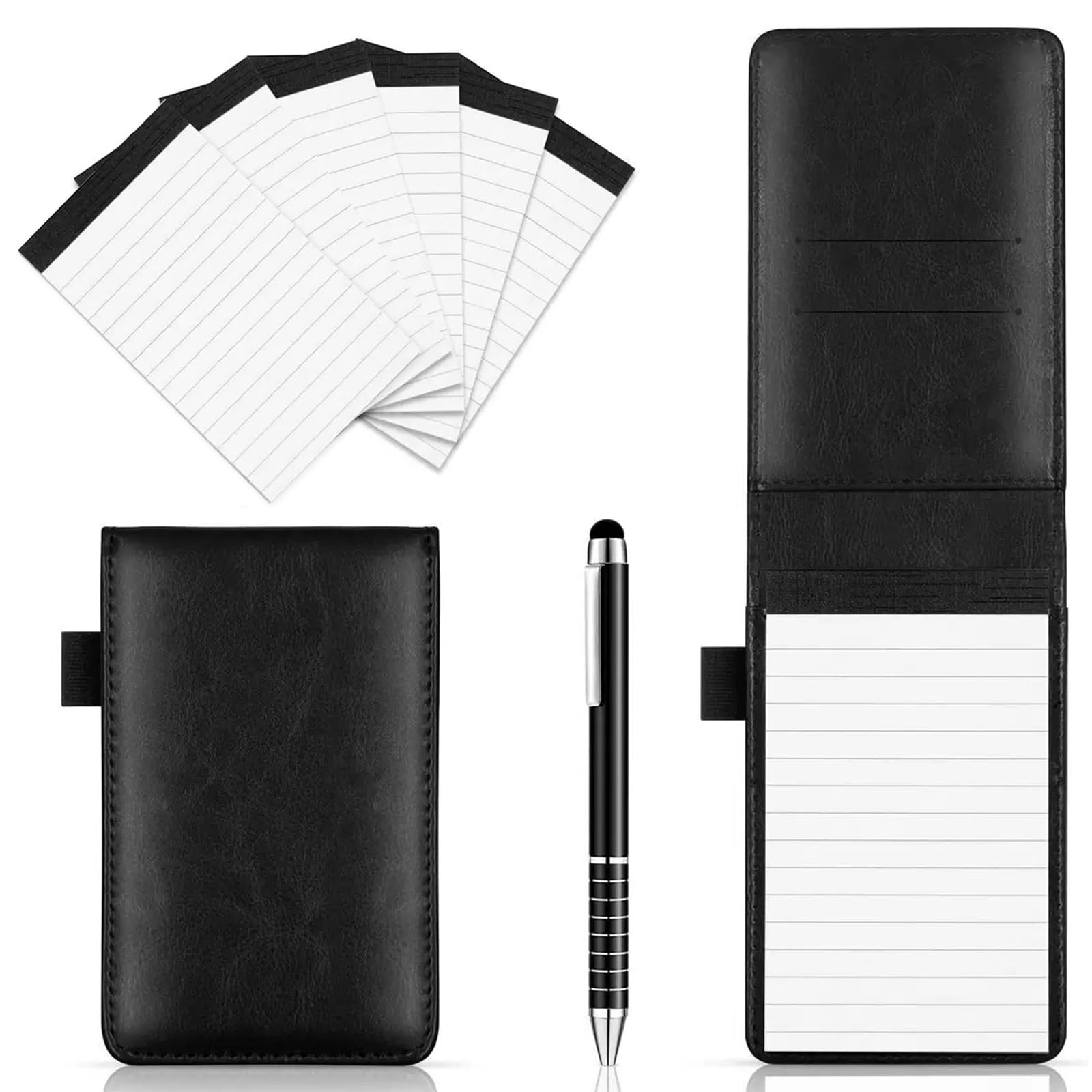 YHTCC 8 Pcs Leather Small Notebook Set With Metal Pen