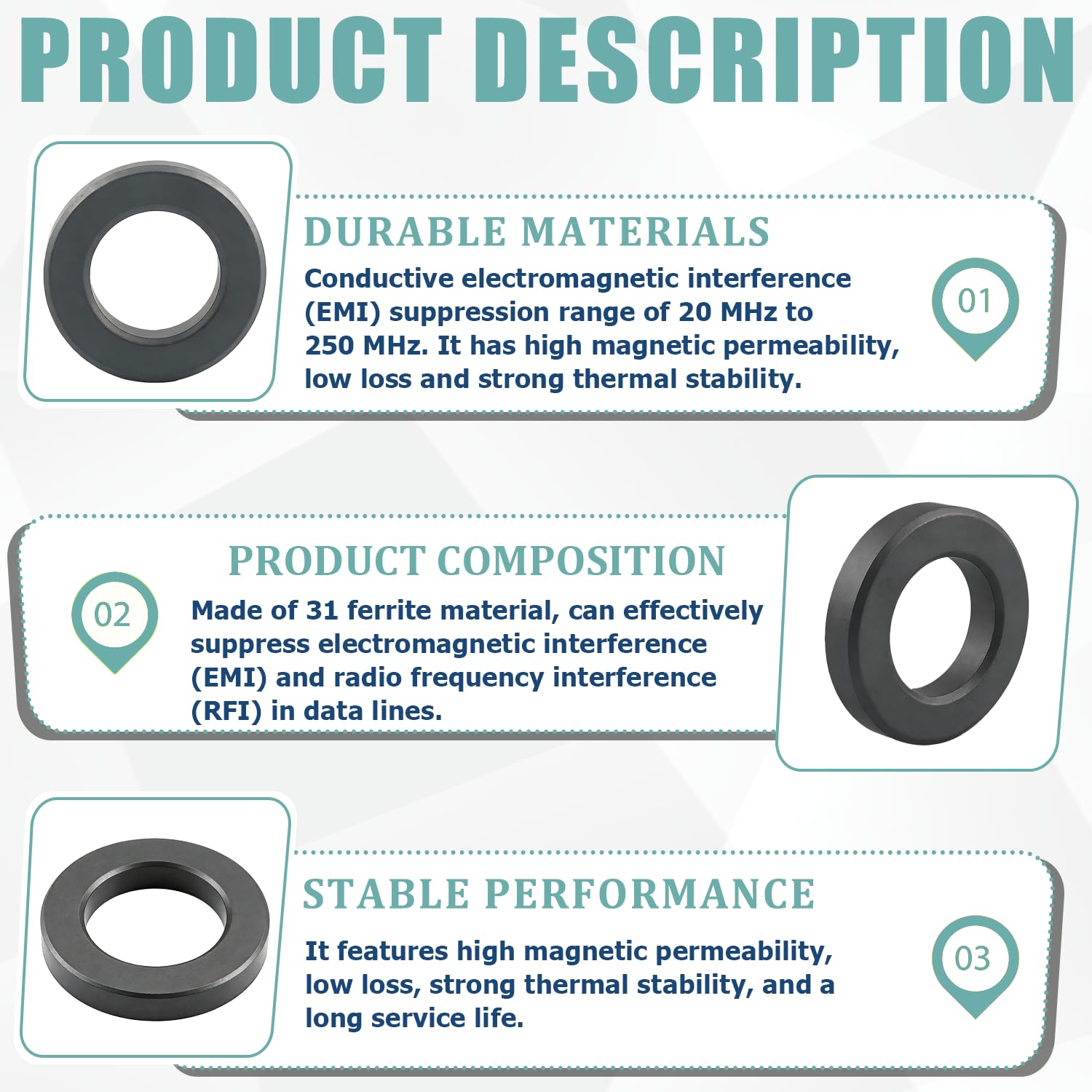 FT-240-31 Toroidal Ferrite Core 2.4" Black Ferrite Toroidal Core Ring