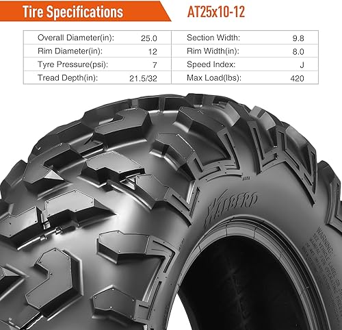 Miniatura 5 de HALBERD Neumáticos de 6PR para cuatrimoto de 25 x 10-12, todo terreno 25 x 10 x 12 de cuatrimoto para arena, neumáticos para vehículos de tarea