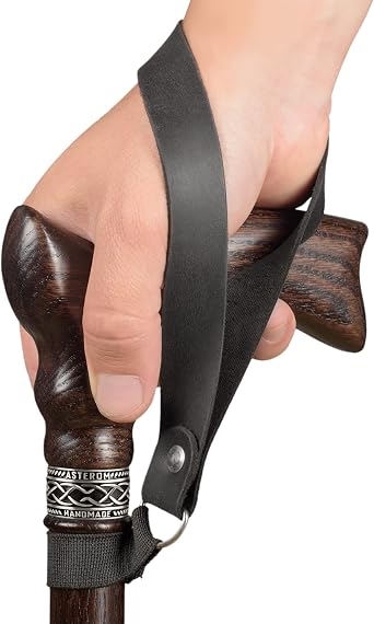 Asterom Handmade Leather Cane Strap - Stylish Wrist Strap for Canes and Walking Sticks
