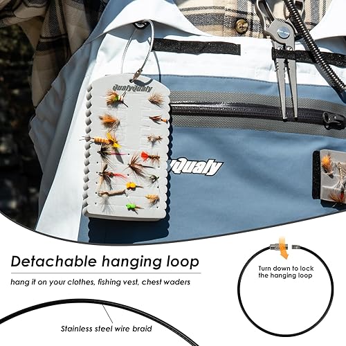 Miniatura 4 de QualyQualy Parche para moscas, paquete de 2 goteros, tarjeta de espuma ligera, accesorios de pesca con mosca para moscas y serpentinas