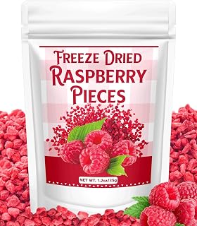 SIHASO Premium Freeze-Dried Raspberry Pieces 35g - No Added Sugar, Crunchy Tart Topping for Yogurt, Smoothies, Baking & Snacks | Resealable Pouch