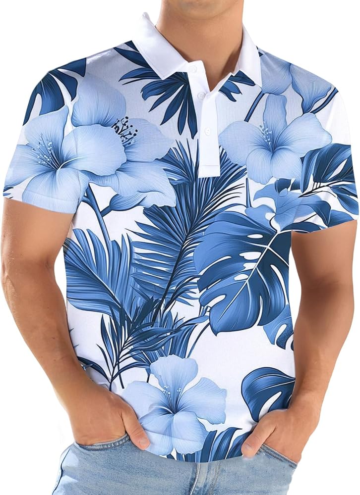 Amazon.com: Hawaiian Polo Shirts Men Short Sleeve Funny Print