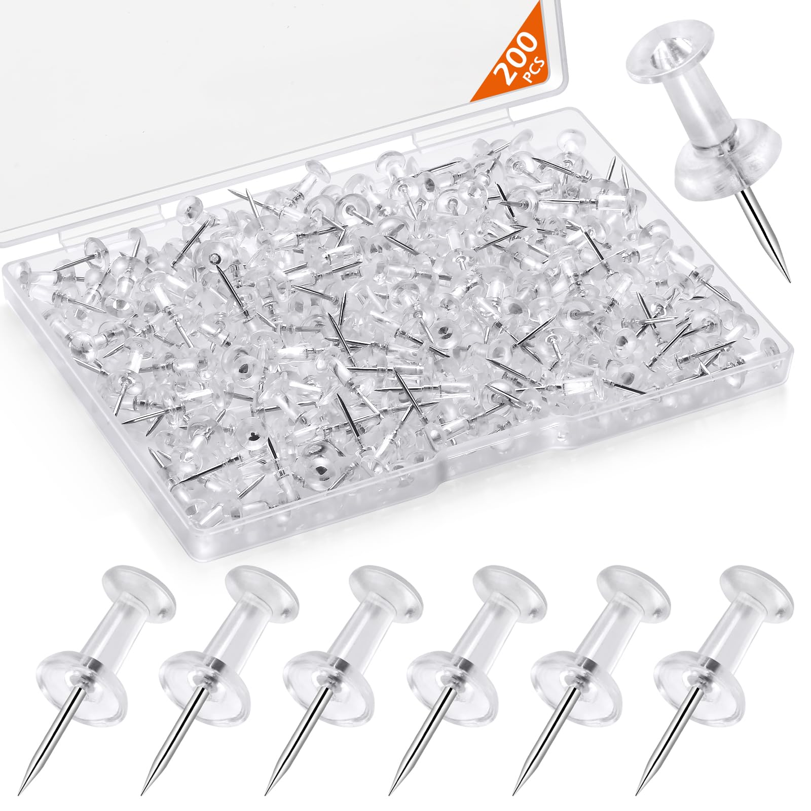 40Pcs Clear Push Pins Drawing Pins Notice Cork Board Pins Thumb Tacks