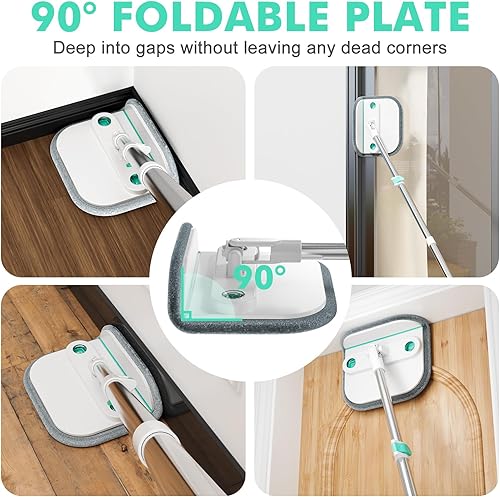 Miniatura 5 de Sistema mejorado de trapeador giratorio y cubo, cubo interior desmontable para fregona que separa el agua sucia y la cabeza plegable de 90°, sistema