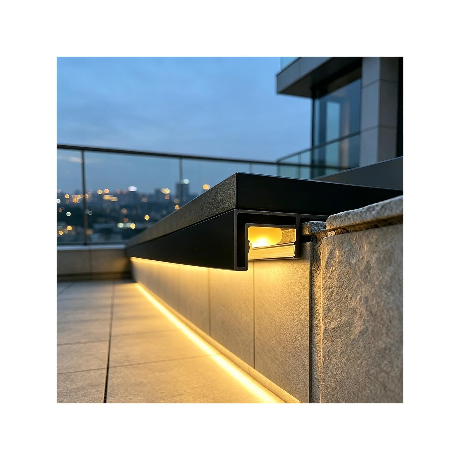 Czarna aluminiowa listwa okapowa LED do tarasów