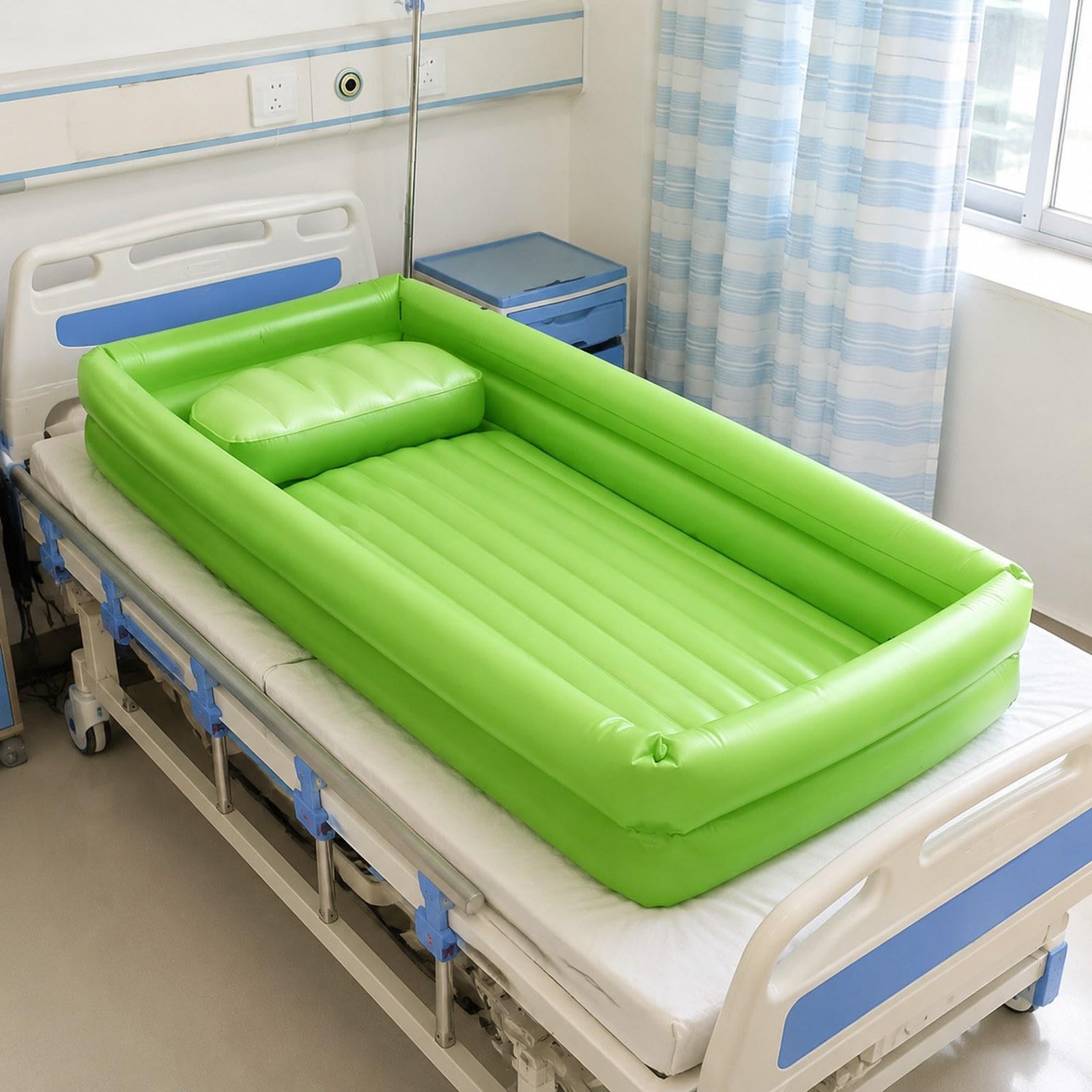 Colcolo Bañera hielo y rectangular plegable y práctica para cama ducha, bañera pie para pacientes mayores, spa en casa, Verde