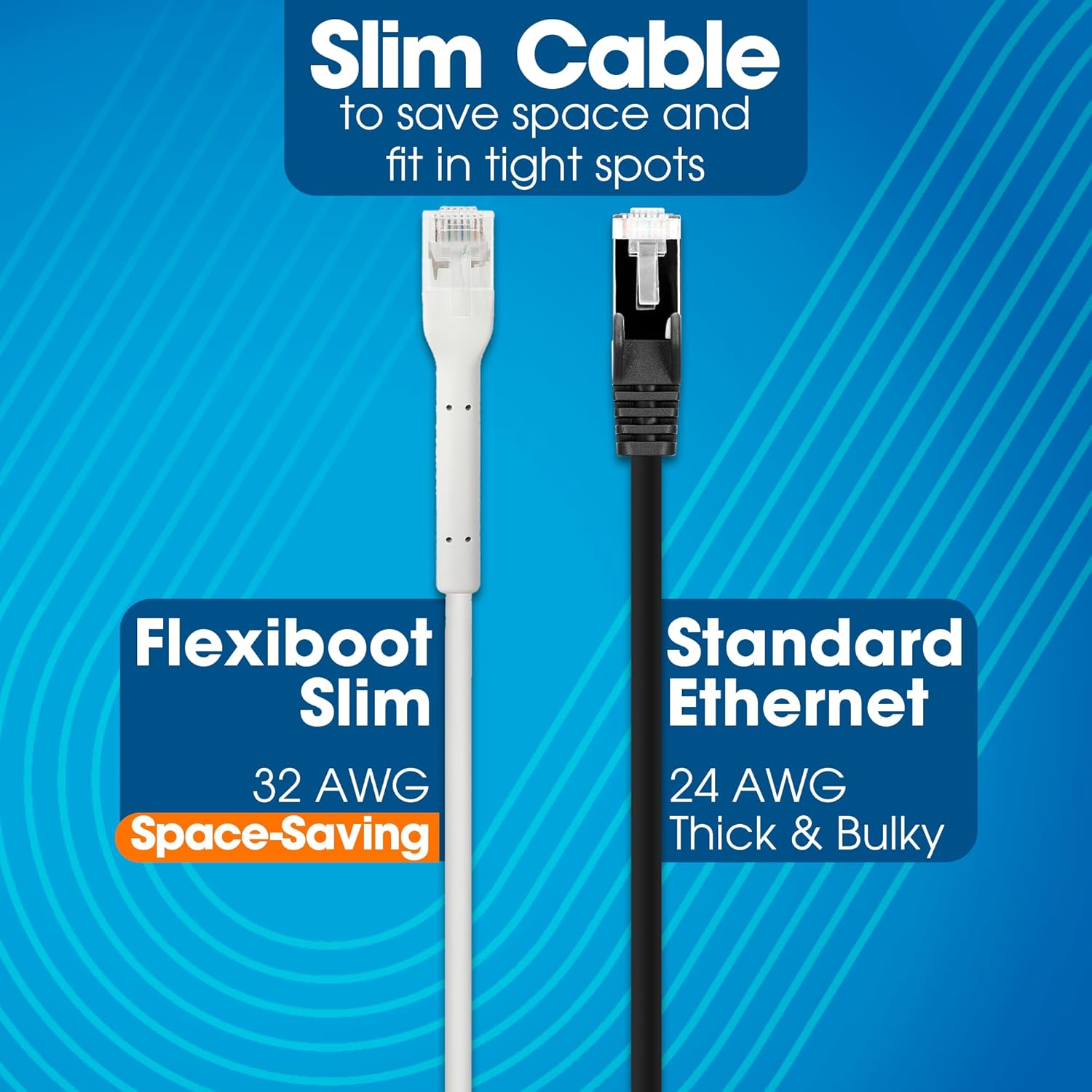 Intellinet FlexiBoot Slim Cat6 Ethernet Network Patch Cable – 10-Pack - 10Gbps & 250MHz, Flexible Bendable Boot, 32AWG Pure Bare Copper Wire, Gold-Plated Contacts - 10ft, White
