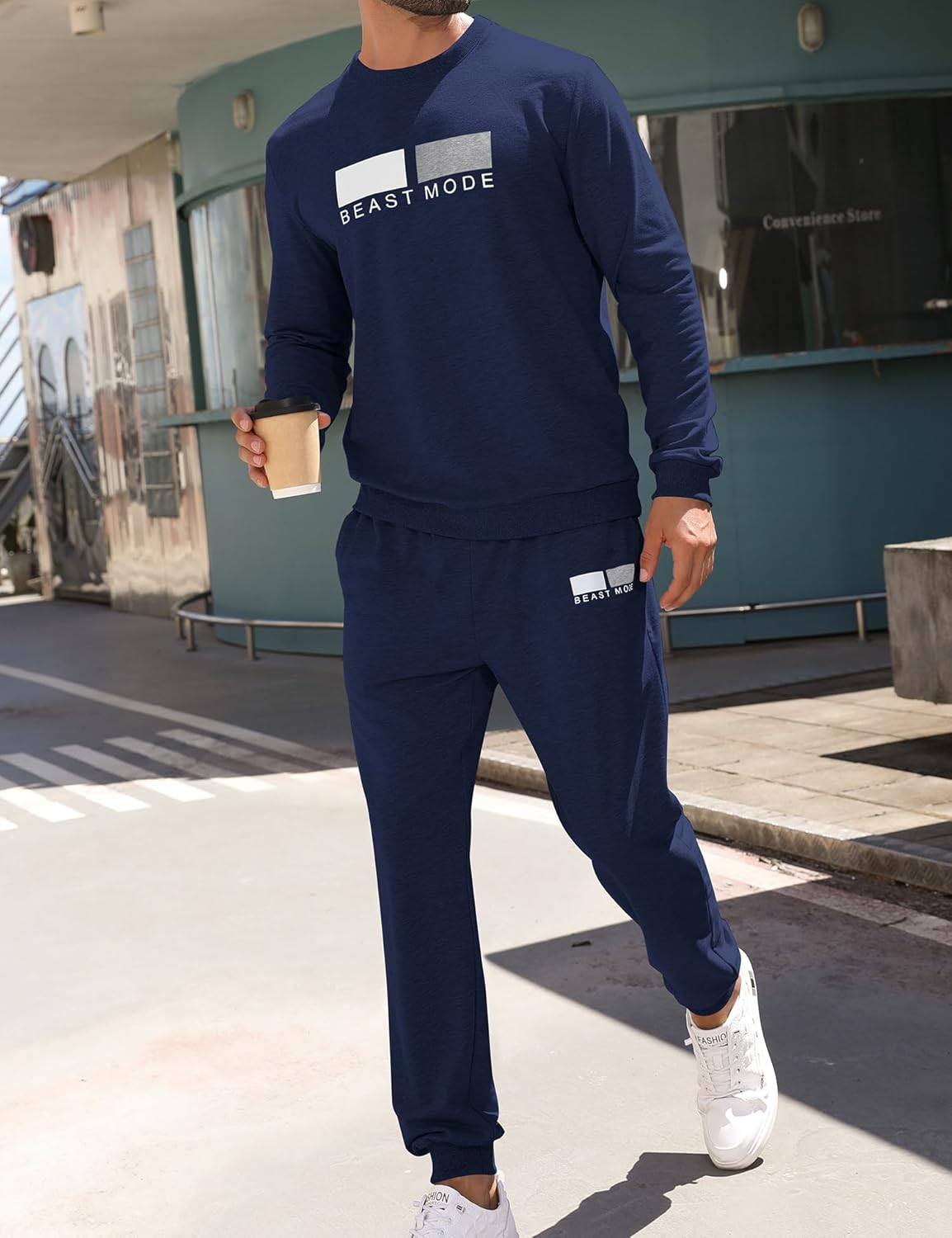 Babioboa Men's 2 Piece Outfits Long Sleeve Pullover Sweatshirt Tracksuit Jogger Sweatpants Sweatsuit Set - Image 2