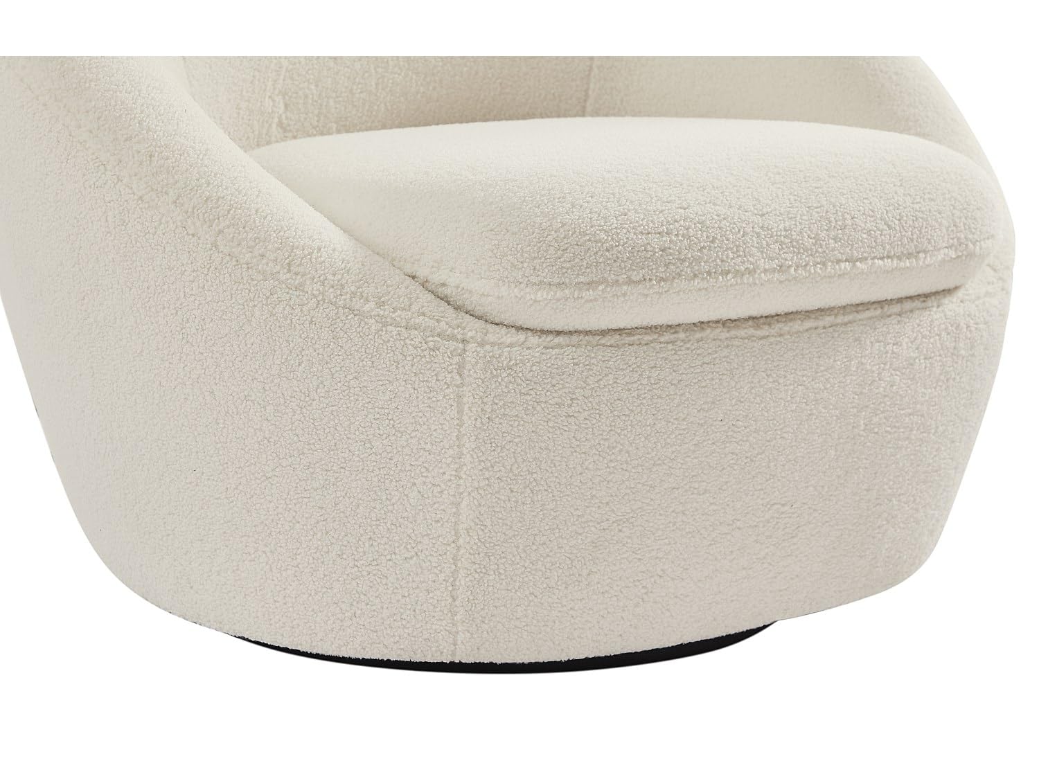 Vente-unique - Fauteuil pivotant Arrondi en Tissu Bouclette Blanc LACARA